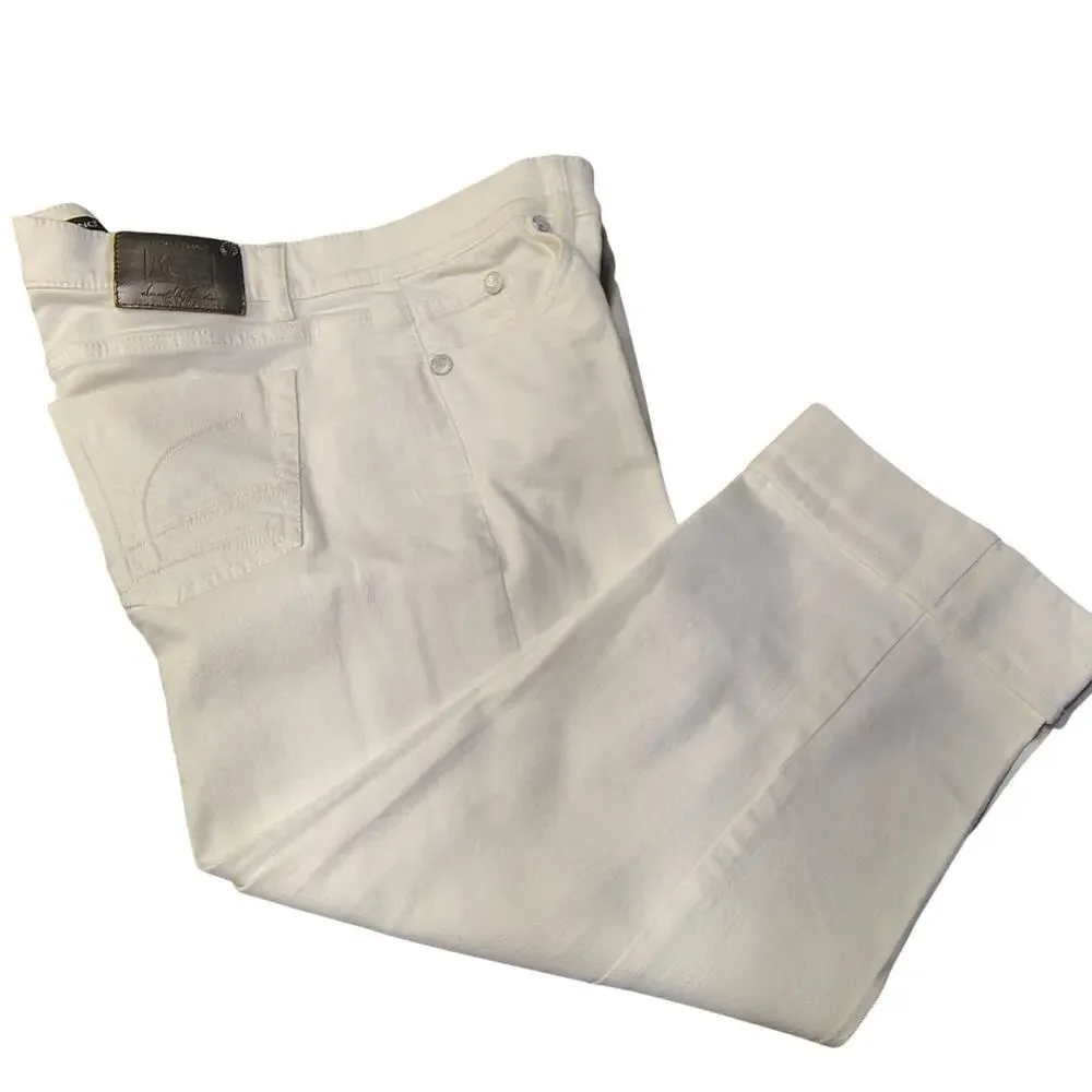Luisa Cerano White Crop Capri Jeans Designer Women's Size 10 EU 40 Luxury 30x29